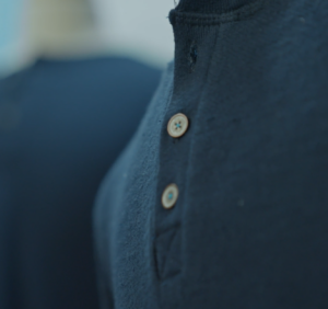 Copper Metal Buttons on Boston Button Factory Mens Henley
