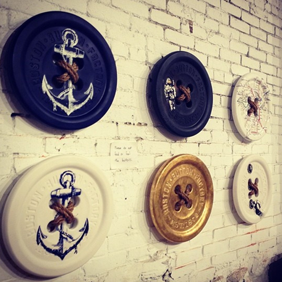 Blue Button with White Anchor paired with White Anchor Button Blue Button with White Anchor paired with White Anchor Button