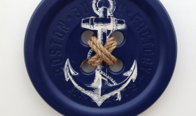 Blue Button with White Anchor Button - Copper Leaf – Perfect art for the home or office