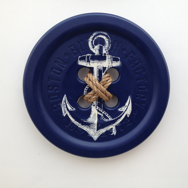 Blue Button with White Anchor Button - Copper Leaf – Perfect art for the home or office Blue Button with White Anchor Button - Copper Leaf – Perfect art for the home or office