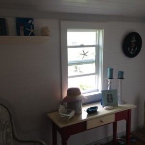 Blue Anchor Button on Display at a beach house