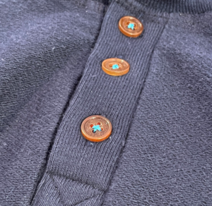 Toffee Horn Buttons on Boston Button Factory Mens Henley