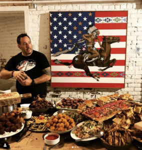 Pastoral Chef Serving Food at Boston Button Factory Event