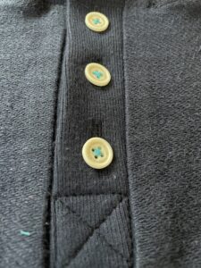 Bone with BBF logo on Boston Button Factory Henley