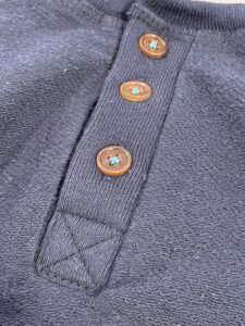 Toffee Horn Buttons on Boston Button Factory Henley