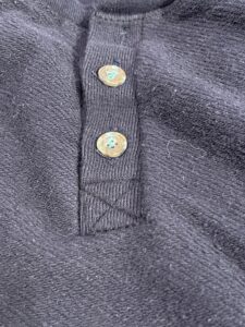 Blue Camo Buttons on Boston Button Factory Henley