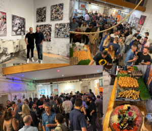 Artists Jimmy McCaffrey and Ari Hauben at Headstrong hosted at the Boston Button factory