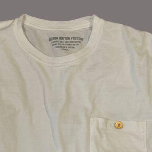 Boston Button Factory Pocket T-Shirt made from a premium cotton with Gold Button